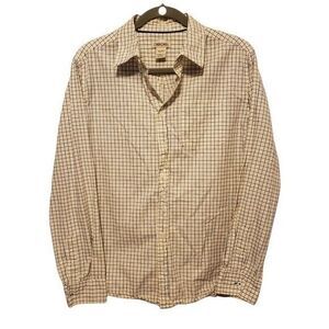 Cherokee Boys Sz XL Yellow White Plaid Long Sleeve Button Down Dress Shirt
